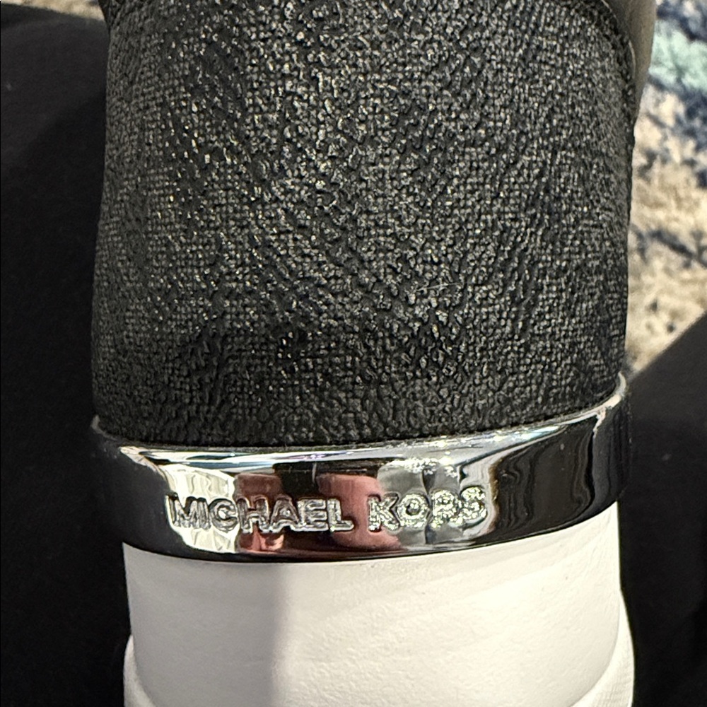 Michael Kors Black and Animal Print Ankle Sneaker/Boot - Picture 5 of 6